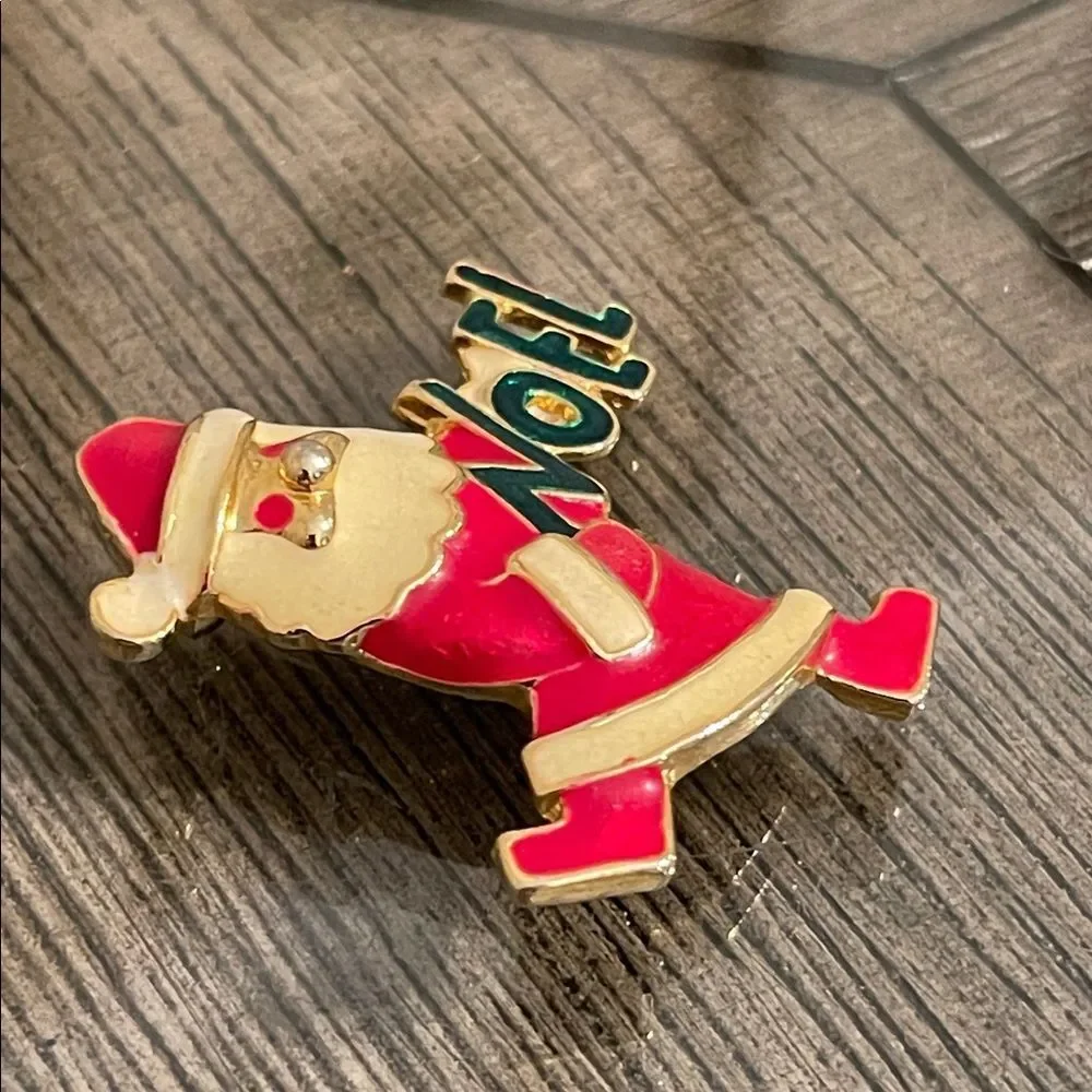 Vintage Jolly Santa - NOEL Enamel Pin By Accessories Associates Inc. Holiday Pin